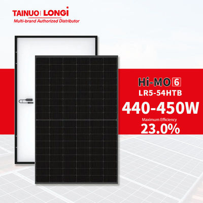 Pure Black Solar Panel Longi Hi-MO X6 Scientist LR5-54HTB 440W 445W 450W 440-450M