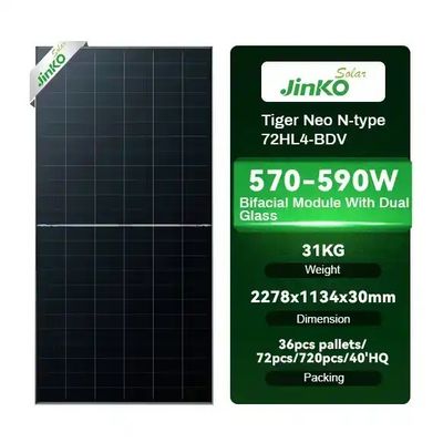 575W Jinko Tiger Neo N-type 72HL4-BDV Bifacial Solar Panels for Solar Energy System