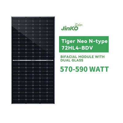 Jinko Solar Panel 570-590 Watt Bifacial Jinko Tiger Neo N-type 72HL4-BDV for Projects