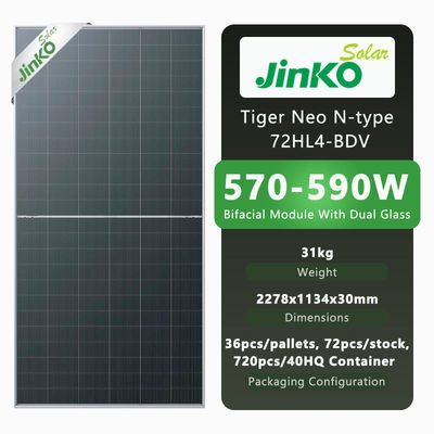 Jinko Solar Tiger Neo N-type PV Solar Panels 590W 585W 580W 575W 570W for On Grid Solar System