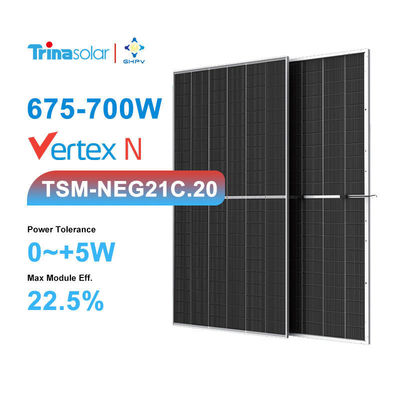 Double Side Dual Glass 700W N-type Monocrystalline Solar Panel for Maximum Output