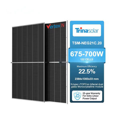 Trina TSM-NEG21C.20 670-700W Bifacial Monocrystalline Solar Panel for Roof Installation