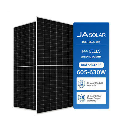 630W JA Solar Panel N-type Bifacial Half Cell PV for 22.5% and Front 3000Pa / 5400Pa