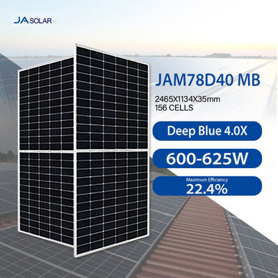 156 Cells Mbb 600W N-type Bifacial JA Solar Panels with 12AWG Cable in Eu Warehouse