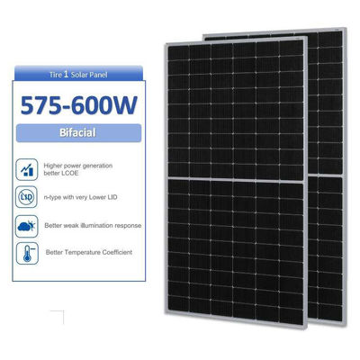 575-600W Bifacial Half-Cell Double Glass Ja PV Solar Panels with IEC ISO TUV Certificate