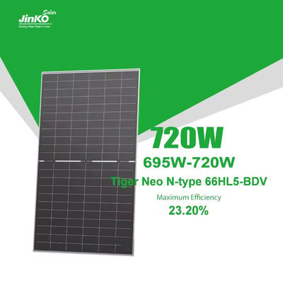 2.0mm Back Glass Jinko Mono N Type Tier 1 Solar Panels 700Watt 710Watt 720Watt for Pv Modules