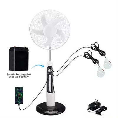 16/18 Inches AC DC 12V Charging 5 Blade Rechargeable Solar Stand Fan with Panel and Battery Solar Fan