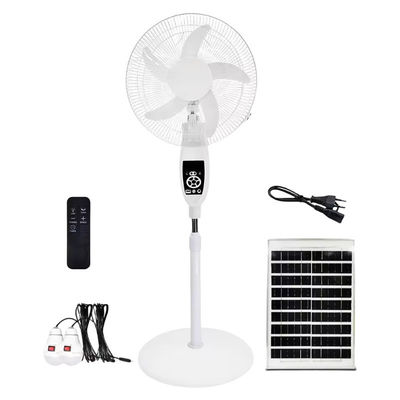 16/18 Inches AC DC 12V Charging 5 Blade Rechargeable Solar Stand Fan with Panel and Battery Solar Fan