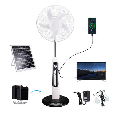 Customized 16/18 Inch Solar Rechargeable Standing Fan 20W/30W 5 Blades