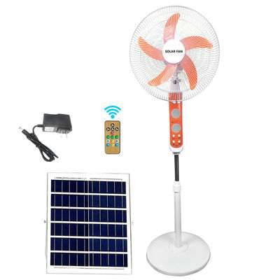 16 Inch Solar AC DC 12V With LED Light 5 Blade Rechargeable Solar Stand Fan with Panel and Battery Solar Stand Floor Fan
