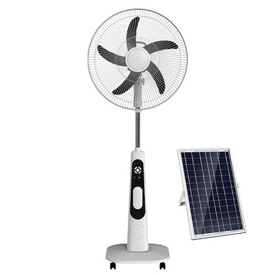 16 Inch Solar AC DC 12V With LED Light 5 Blade Rechargeable Solar Stand Fan with Panel and Battery Solar Stand Floor Fan