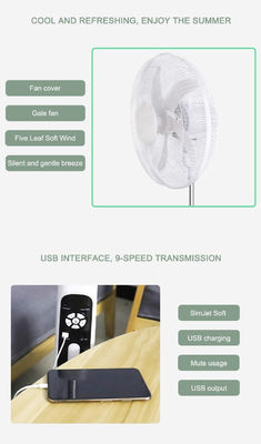 Hot High Quality Motor Eco Energy Solar Rechargeable  20W Built-In LED Lighting 3 Speed Solar Floor Fan