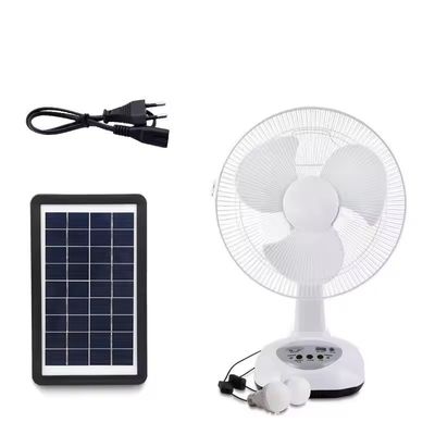 12 Inch Solar Powered Fan AC DC Solar Fan With Night Light For Outdoor Camping Hiking