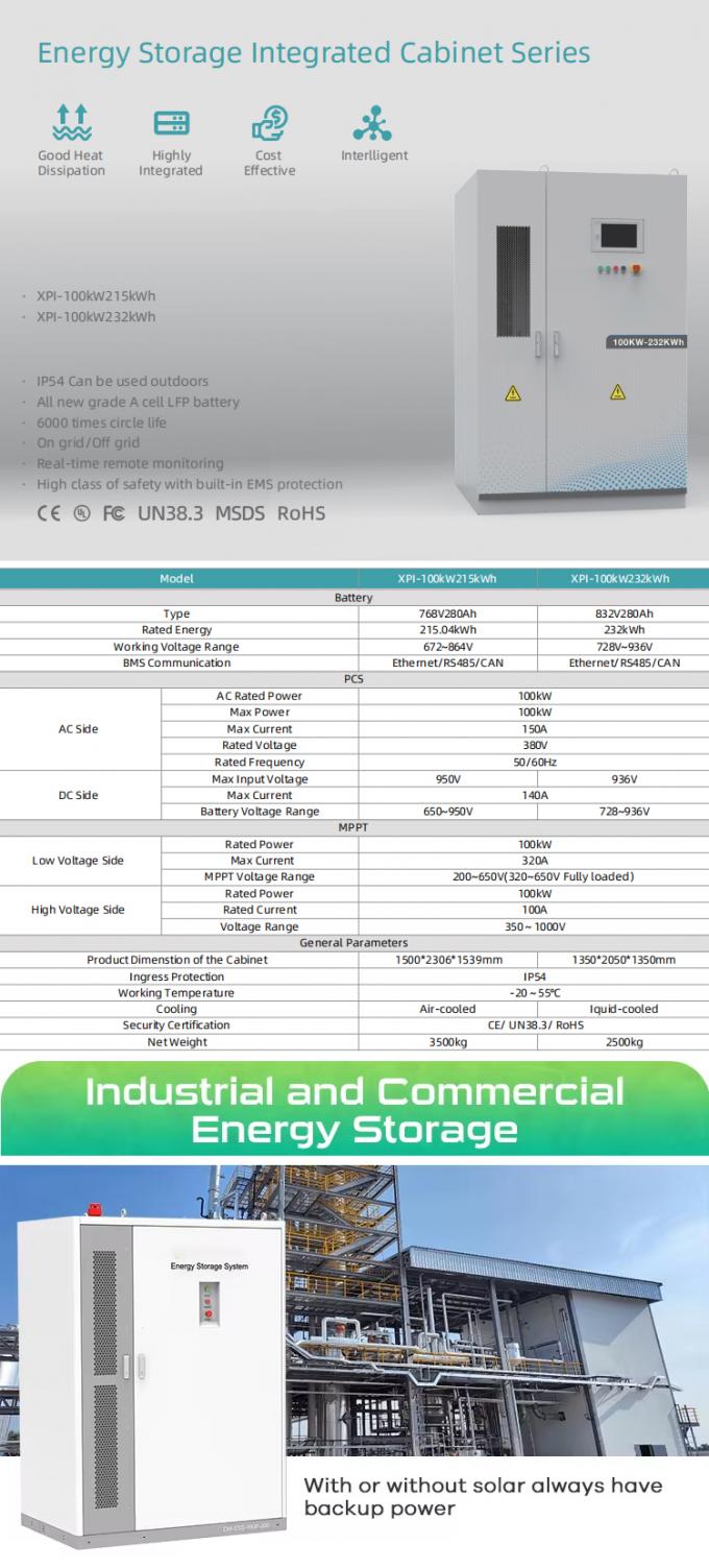 Off Grid 3500kg Liquid Cooling 100KW All-in-One Outdoor Battery System ...